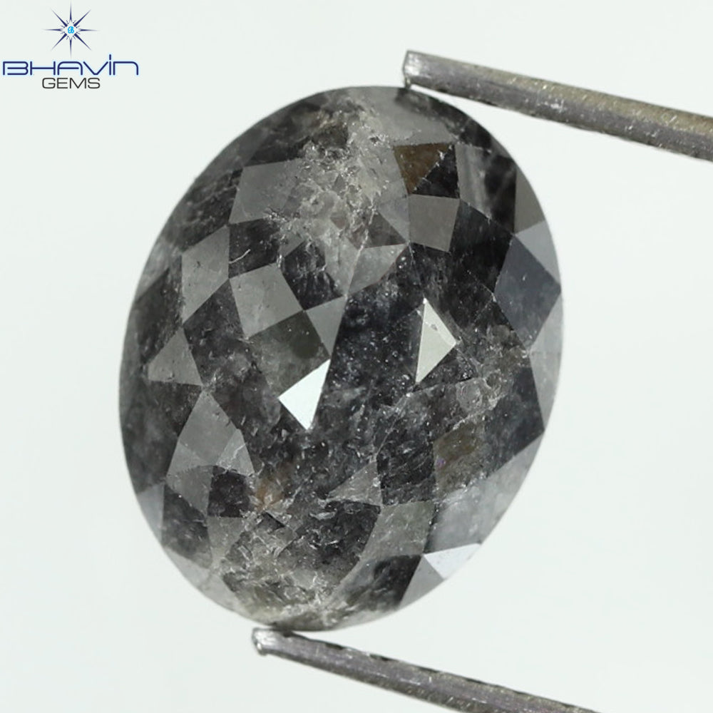 3.55 CT, 0val Shape, Black Gray (Salt and Pepper)Color Loose Diamond, Clarity I3