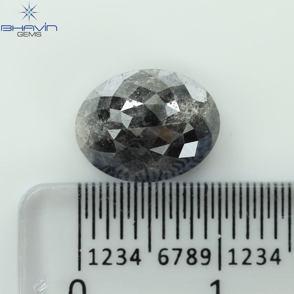3.55 CT, 0val Shape, Black Gray (Salt and Pepper)Color Loose Diamond, Clarity I3