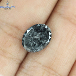 3.55 CT, 0val Shape, Black Gray (Salt and Pepper)Color Loose Diamond, Clarity I3