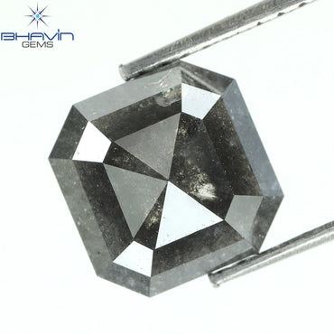 2.03 CT Square Emerald Shape Natural Loose Diamond Salt And Pepper Color For Engagement Ring and Wedding Ring I3 Clarity 8.07 MM /Sku:N6-70