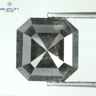 2.03 CT Square Emerald Shape Natural Loose Diamond Salt And Pepper Color For Engagement Ring and Wedding Ring I3 Clarity 8.07 MM /Sku:N6-70
