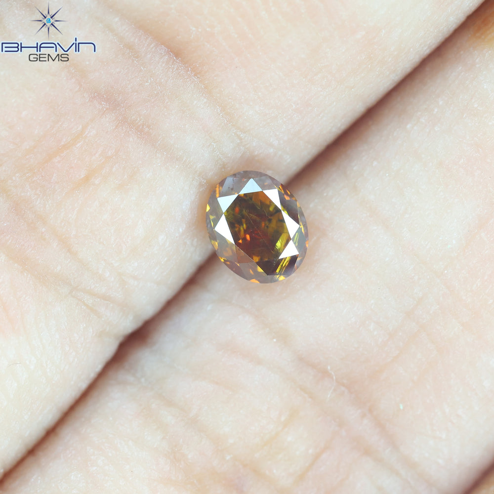 0.37 CT, Oval Diamond, Natural loose diamond, Oval Cut, Cognac Color, Gifts, Rings, Diamond, Jewelry, Diamond Ring, TFS-164
