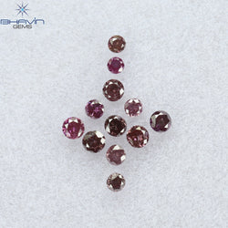 0.12 CT/12 ピース ラウンド シェイプ ナチュラル ルース ダイヤモンド ピンク カラー SI クラリティ (1.50 MM)