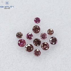 0.12 CT/12 ピース ラウンド シェイプ ナチュラル ルース ダイヤモンド ピンク カラー SI クラリティ (1.50 MM)