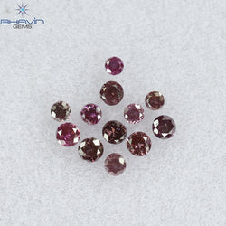 0.12 CT/12 ピース ラウンド シェイプ ナチュラル ルース ダイヤモンド ピンク カラー SI クラリティ (1.50 MM)