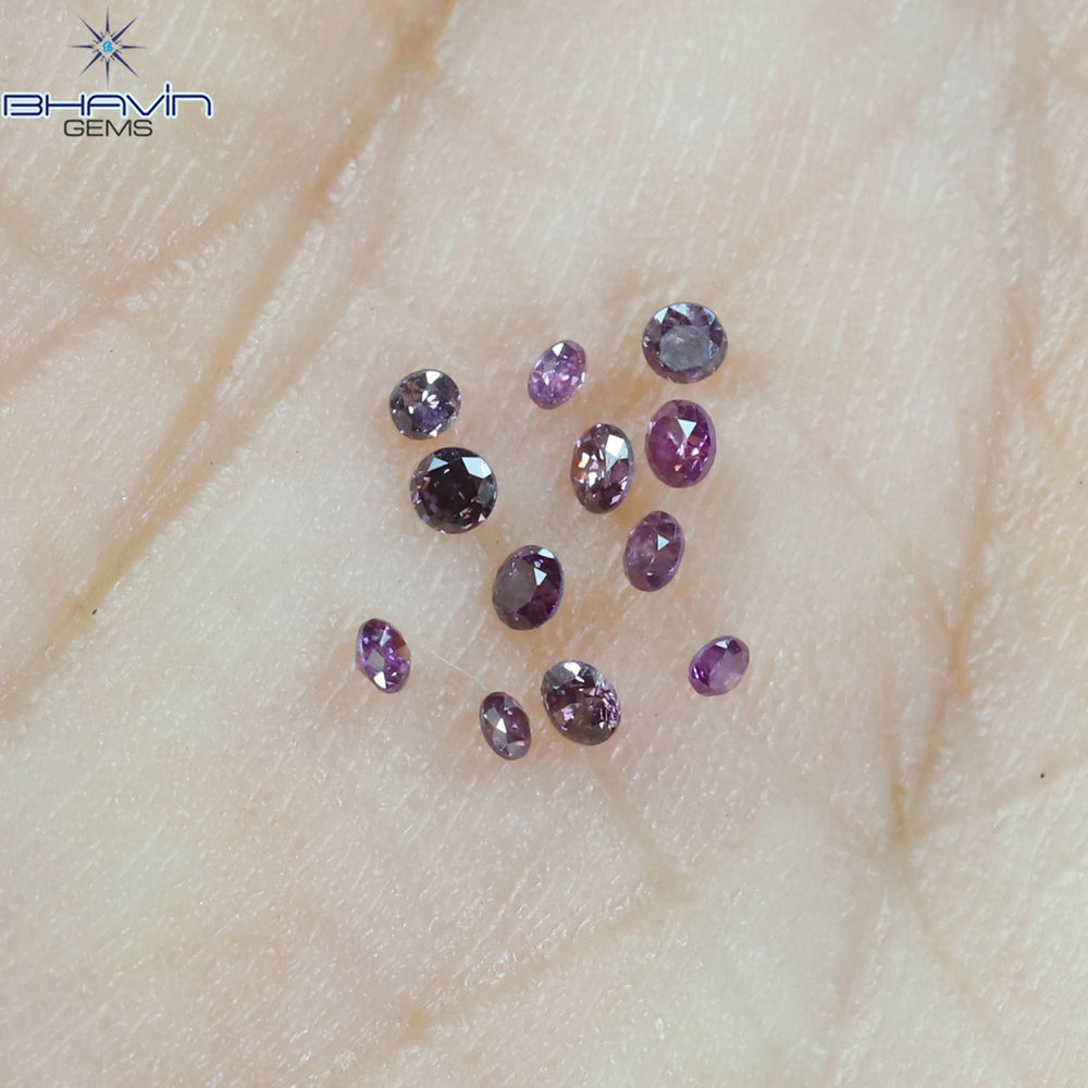 0.12 CT/12 ピース ラウンド シェイプ ナチュラル ルース ダイヤモンド ピンク カラー SI クラリティ (1.50 MM)