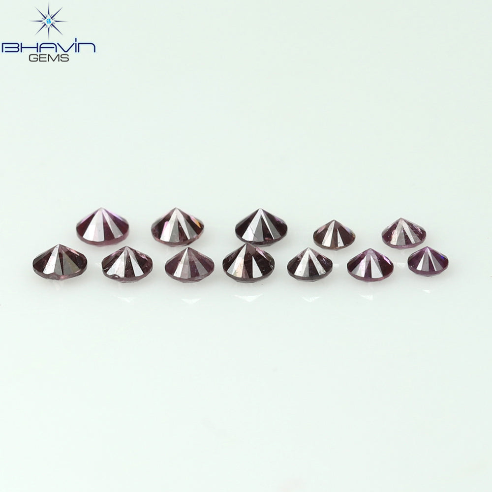0.12 CT/12 ピース ラウンド シェイプ ナチュラル ルース ダイヤモンド ピンク カラー SI クラリティ (1.50 MM)