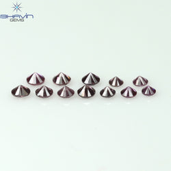 0.12 CT/12 ピース ラウンド シェイプ ナチュラル ルース ダイヤモンド ピンク カラー SI クラリティ (1.50 MM)