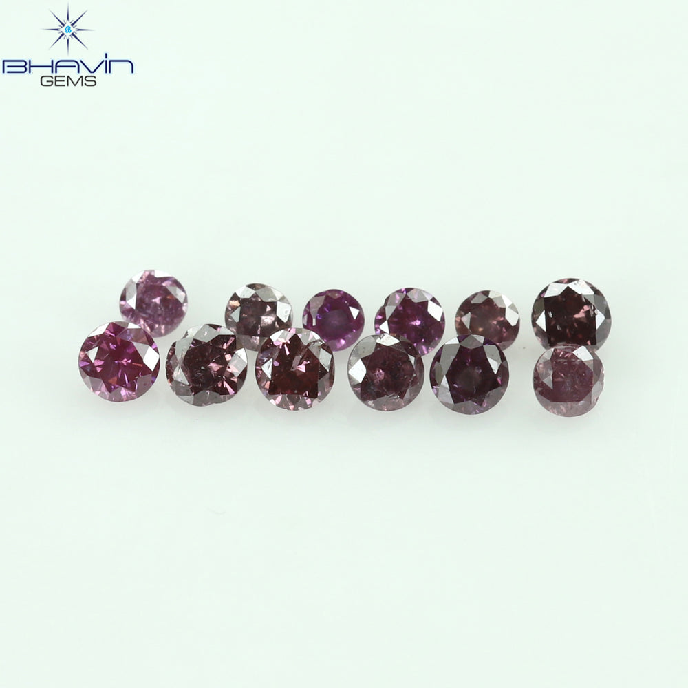 0.12 CT/12 ピース ラウンド シェイプ ナチュラル ルース ダイヤモンド ピンク カラー SI クラリティ (1.50 MM)