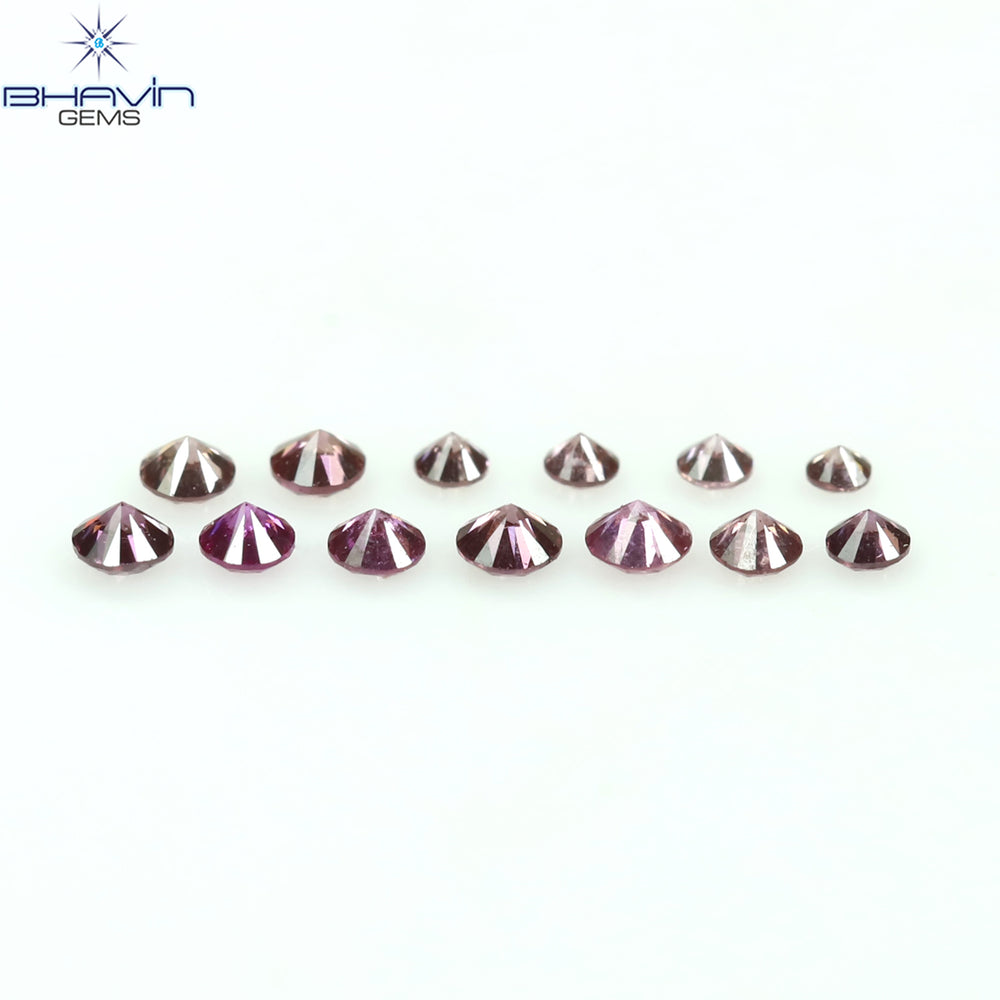 0.12 CT/13 Pcs Round Shape Natural Loose Diamond Pink Color VS-SI Clarity (1.50 MM)