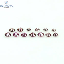 0.12 CT/13 Pcs Round Shape Natural Loose Diamond Pink Color VS-SI Clarity (1.50 MM)