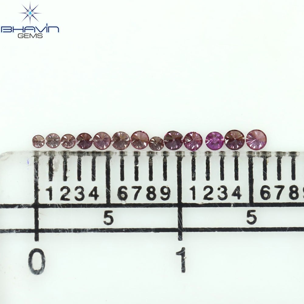 0.12 CT/13 Pcs Round Shape Natural Loose Diamond Pink Color VS-SI Clarity (1.50 MM)