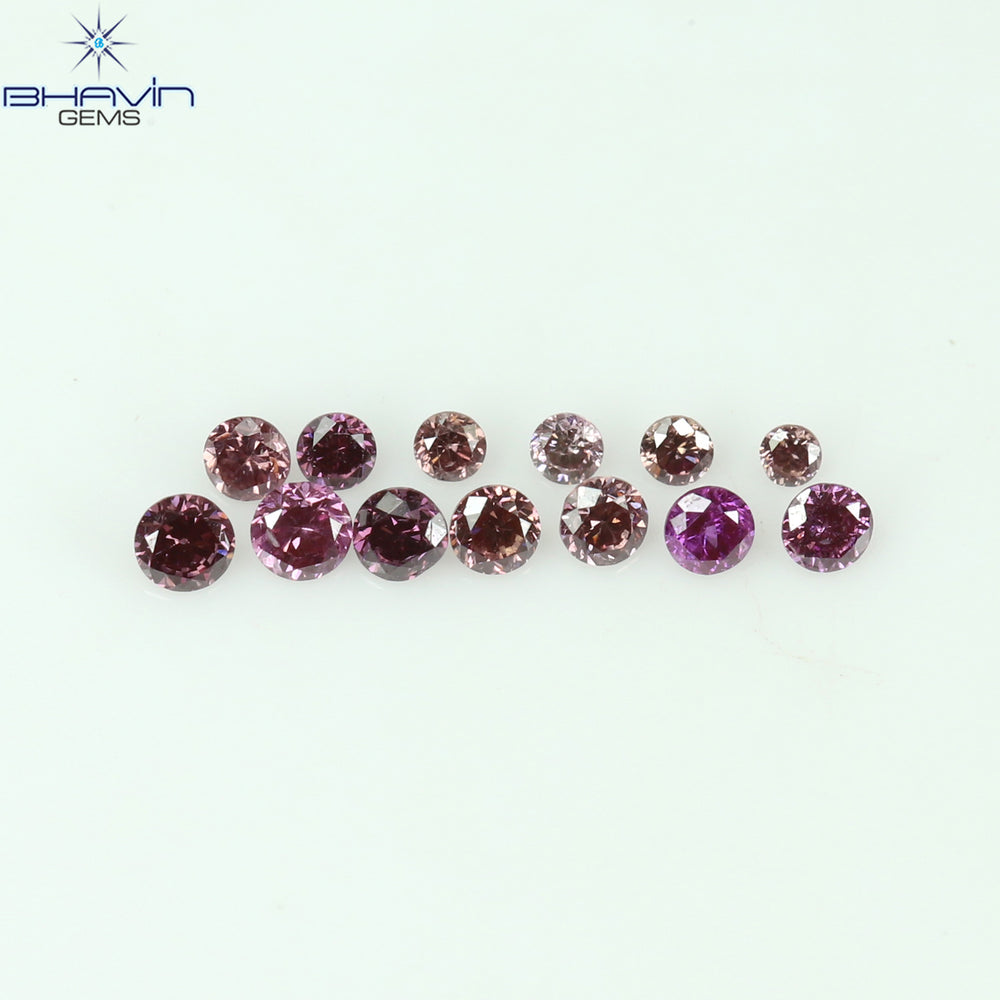 0.12 CT/13 Pcs Round Shape Natural Loose Diamond Pink Color VS-SI Clarity (1.50 MM)