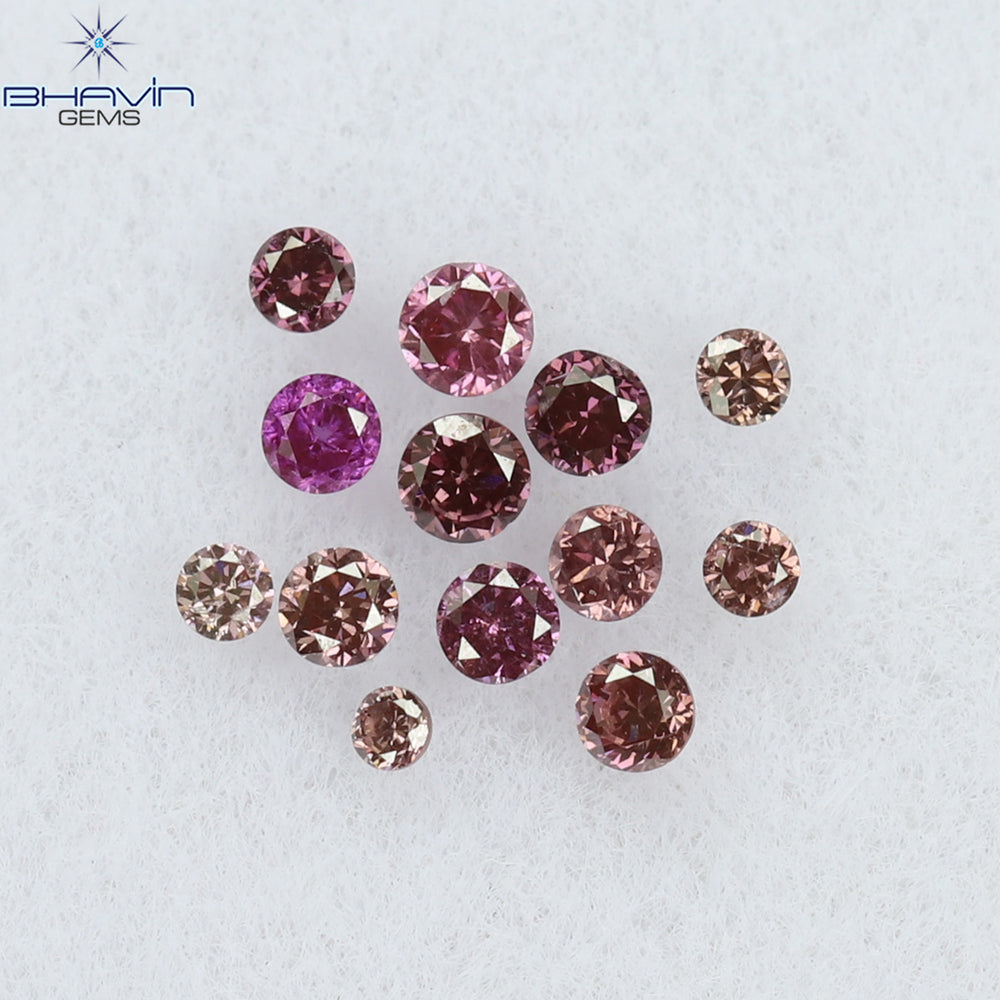 0.12 CT/13 Pcs Round Shape Natural Loose Diamond Pink Color VS-SI Clarity (1.50 MM)