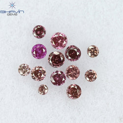 0.12 CT/13 Pcs Round Shape Natural Loose Diamond Pink Color VS-SI Clarity (1.50 MM)