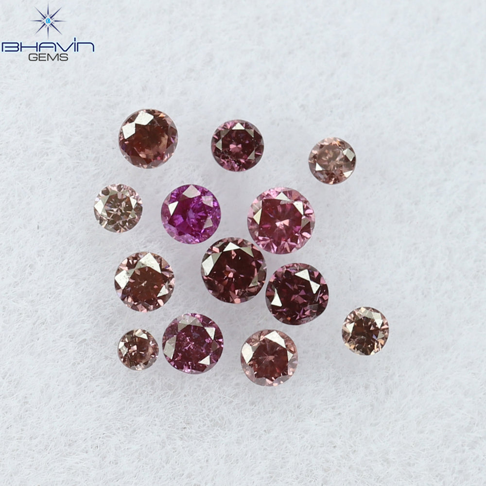 0.12 CT/13 Pcs Round Shape Natural Loose Diamond Pink Color VS-SI Clarity (1.50 MM)