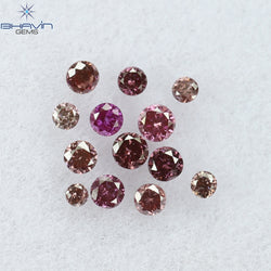 0.12 CT/13 Pcs Round Shape Natural Loose Diamond Pink Color VS-SI Clarity (1.50 MM)