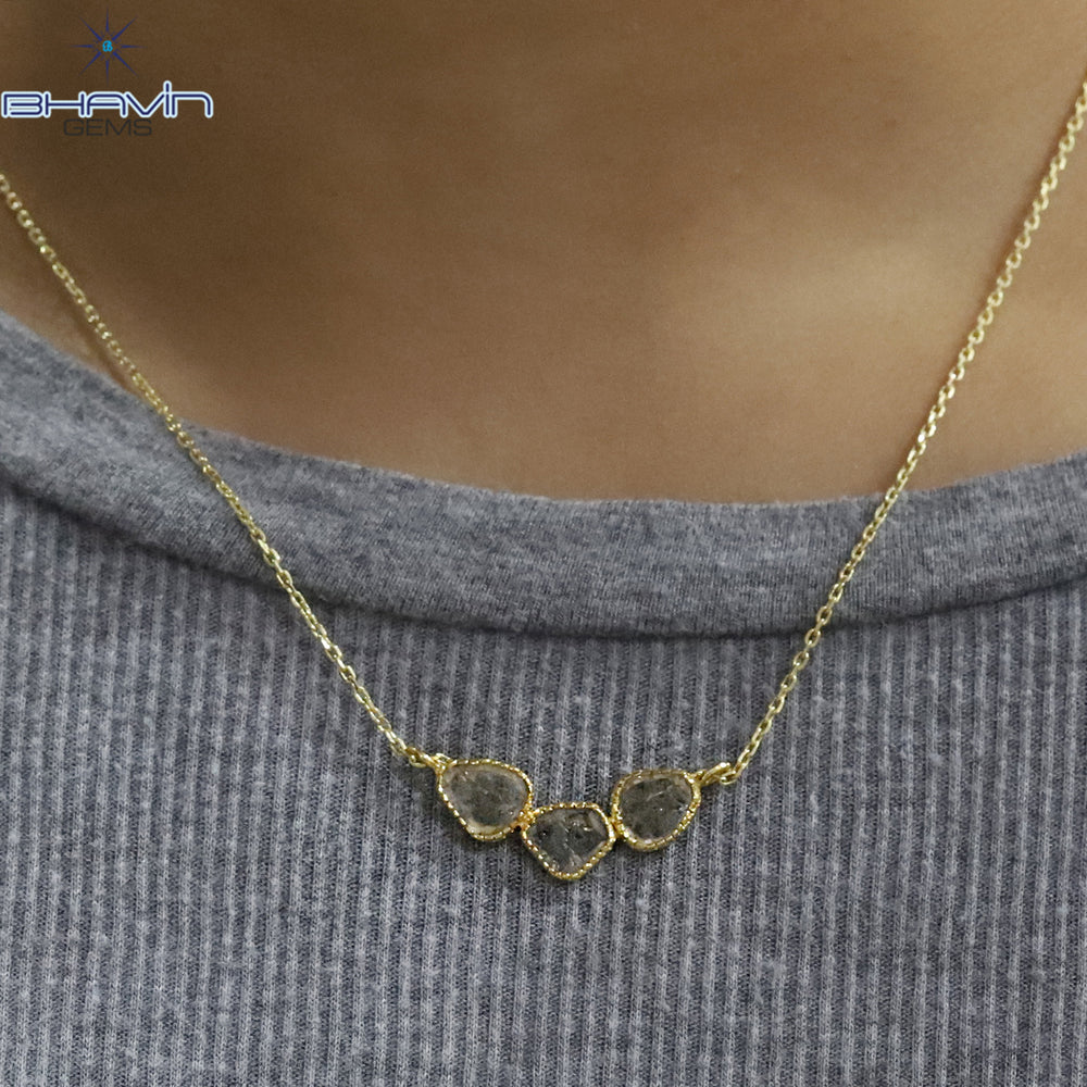 Diamond Pendant, Slice Diamond, Salt And Pepper Diamond, Yellow Gold Pendant, Bridal Necklace, Pendant