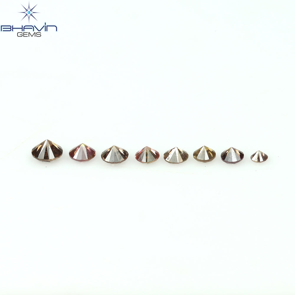 0.15 CT/8 Pcs Round Shape Natural Loose Diamond Pink Color SI Clarity (2.00 MM)