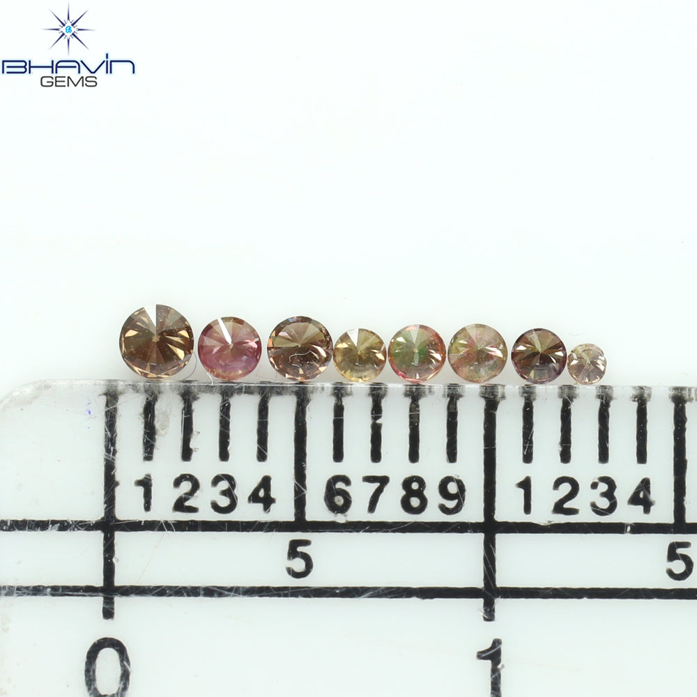 0.15 CT/8 Pcs Round Shape Natural Loose Diamond Pink Color SI Clarity (2.00 MM)
