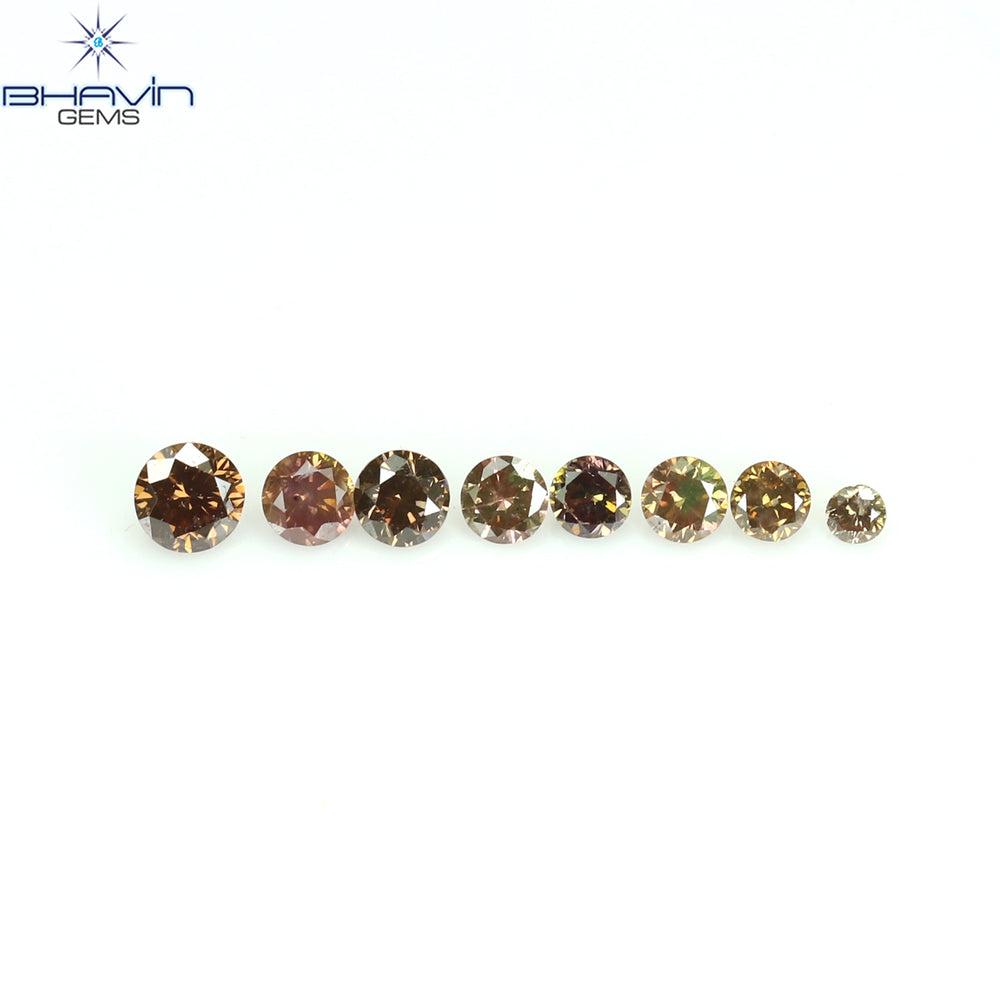 0.15 CT/8 Pcs Round Shape Natural Loose Diamond Pink Color SI Clarity (2.00 MM)