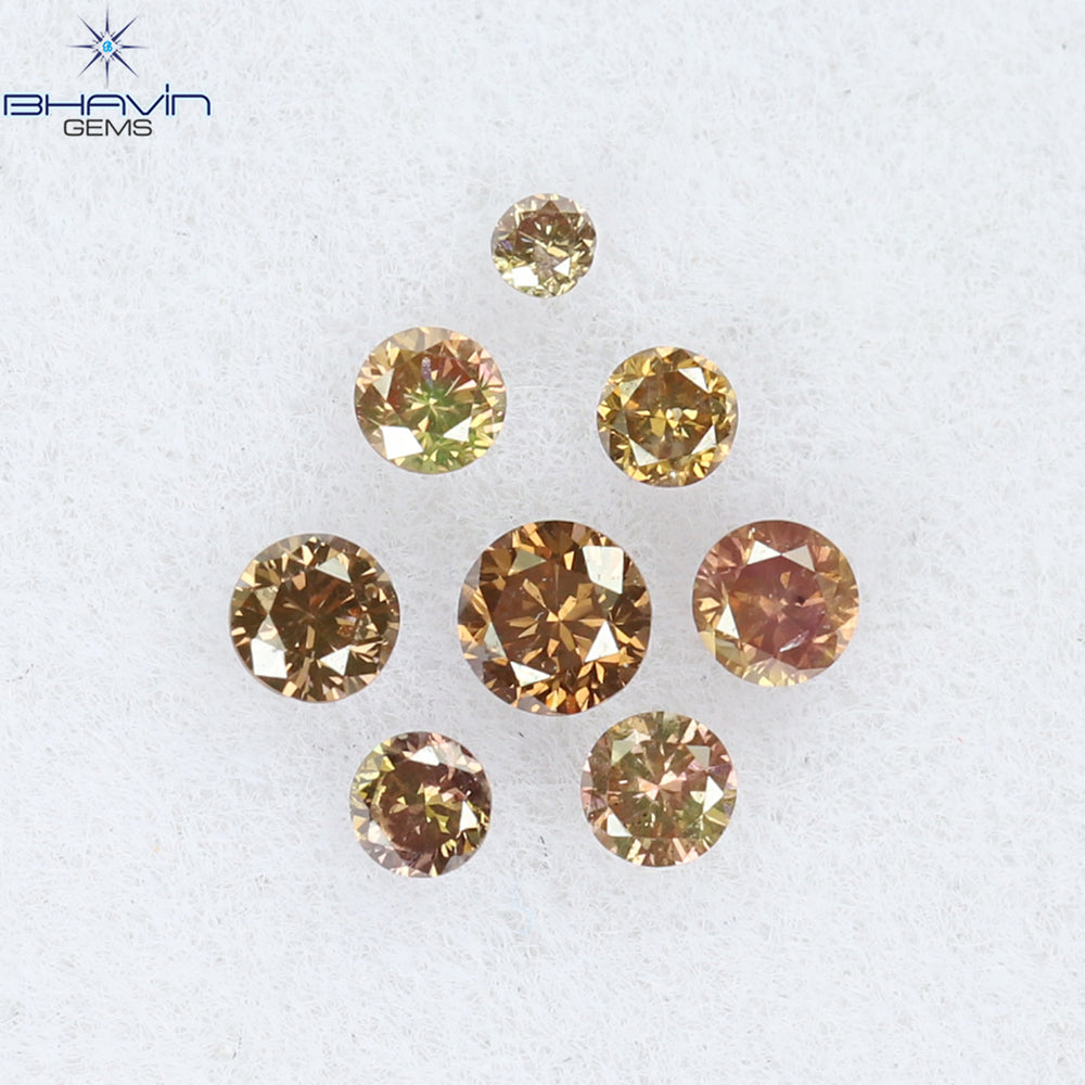 0.15 CT/8 Pcs Round Shape Natural Loose Diamond Pink Color SI Clarity (2.00 MM)
