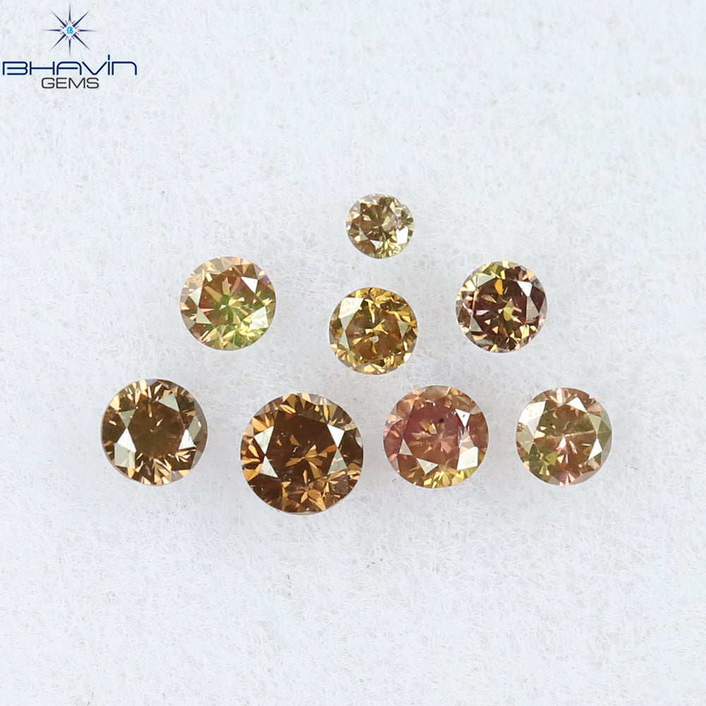 0.15 CT/8 Pcs Round Shape Natural Loose Diamond Pink Color SI Clarity (2.00 MM)