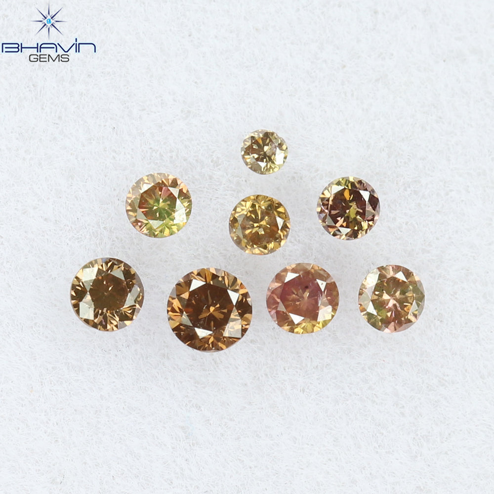 0.15 CT/8 Pcs Round Shape Natural Loose Diamond Pink Color SI Clarity (2.00 MM)