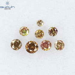 0.15 CT/8 Pcs Round Shape Natural Loose Diamond Pink Color SI Clarity (2.00 MM)