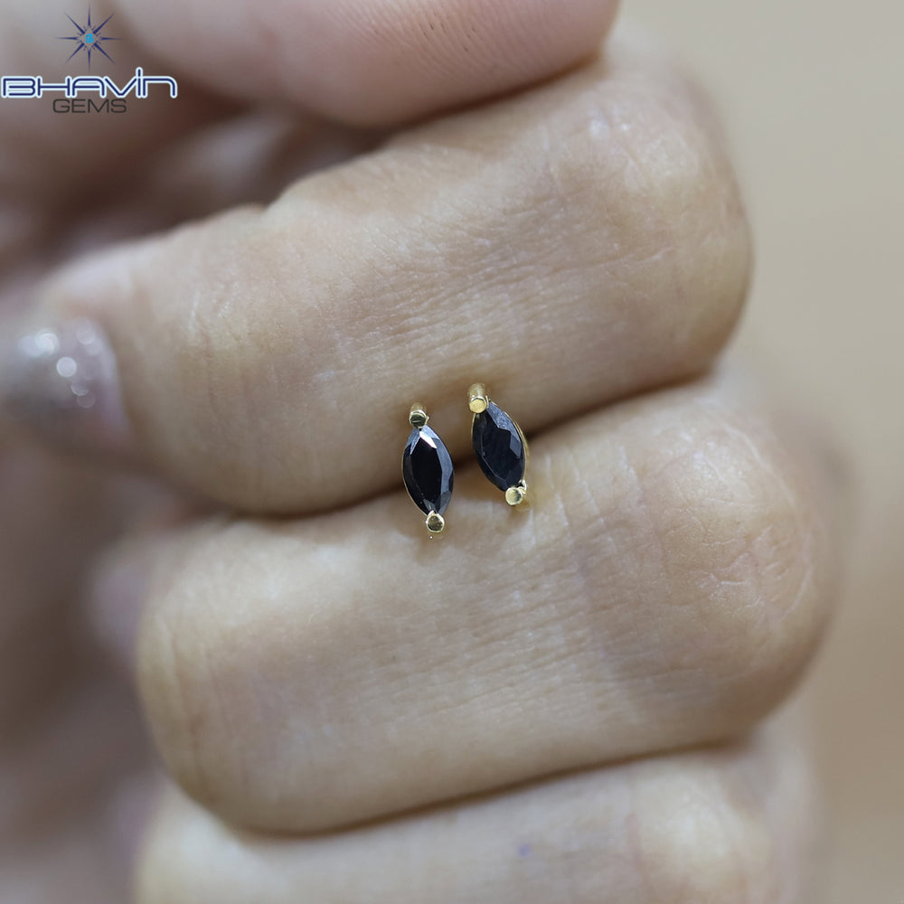 Diamond Pendant-Earring, Princess Diamond, Black Diamond, Yellow Gold, Bridal Necklace