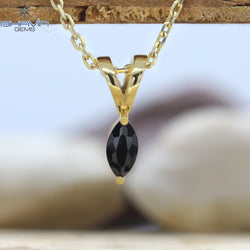 Diamond Pendant-Earring, Princess Diamond, Black Diamond, Yellow Gold, Bridal Necklace