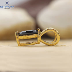 Diamond Pendant-Earring, Princess Diamond, Black Diamond, Yellow Gold, Bridal Necklace