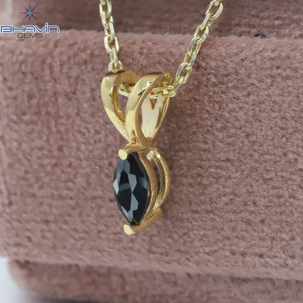 Diamond Pendant-Earring, Princess Diamond, Black Diamond, Yellow Gold, Bridal Necklace