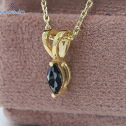 Diamond Pendant-Earring, Princess Diamond, Black Diamond, Yellow Gold, Bridal Necklace