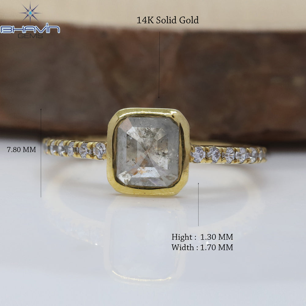 Emerald Diamond Salt And Pepper Diamond Natural Diamond Gold Ring Engagement Ring