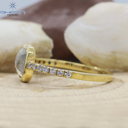 エメラルド ダイヤモンド ソルト アンド ペッパー ダイヤモンド 天然ダイヤモンド ゴールド リング 婚約指輪