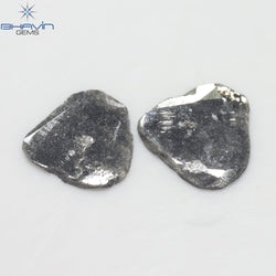 3.16 CT/2 PCS Slice Shape Natural Diamond Salt And Pepper Color I3 Clarity (12.32 MM)
