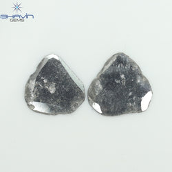3.16 CT/2 PCS Slice Shape Natural Diamond Salt And Pepper Color I3 Clarity (12.32 MM)