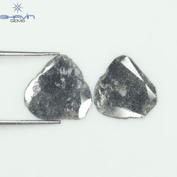 3.16 CT/2 PCS Slice Shape Natural Diamond Salt And Pepper Color I3 Clarity (12.32 MM)