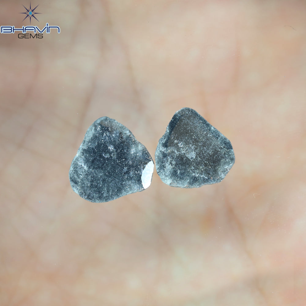 3.16 CT/2 PCS Slice Shape Natural Diamond Salt And Pepper Color I3 Clarity (12.32 MM)