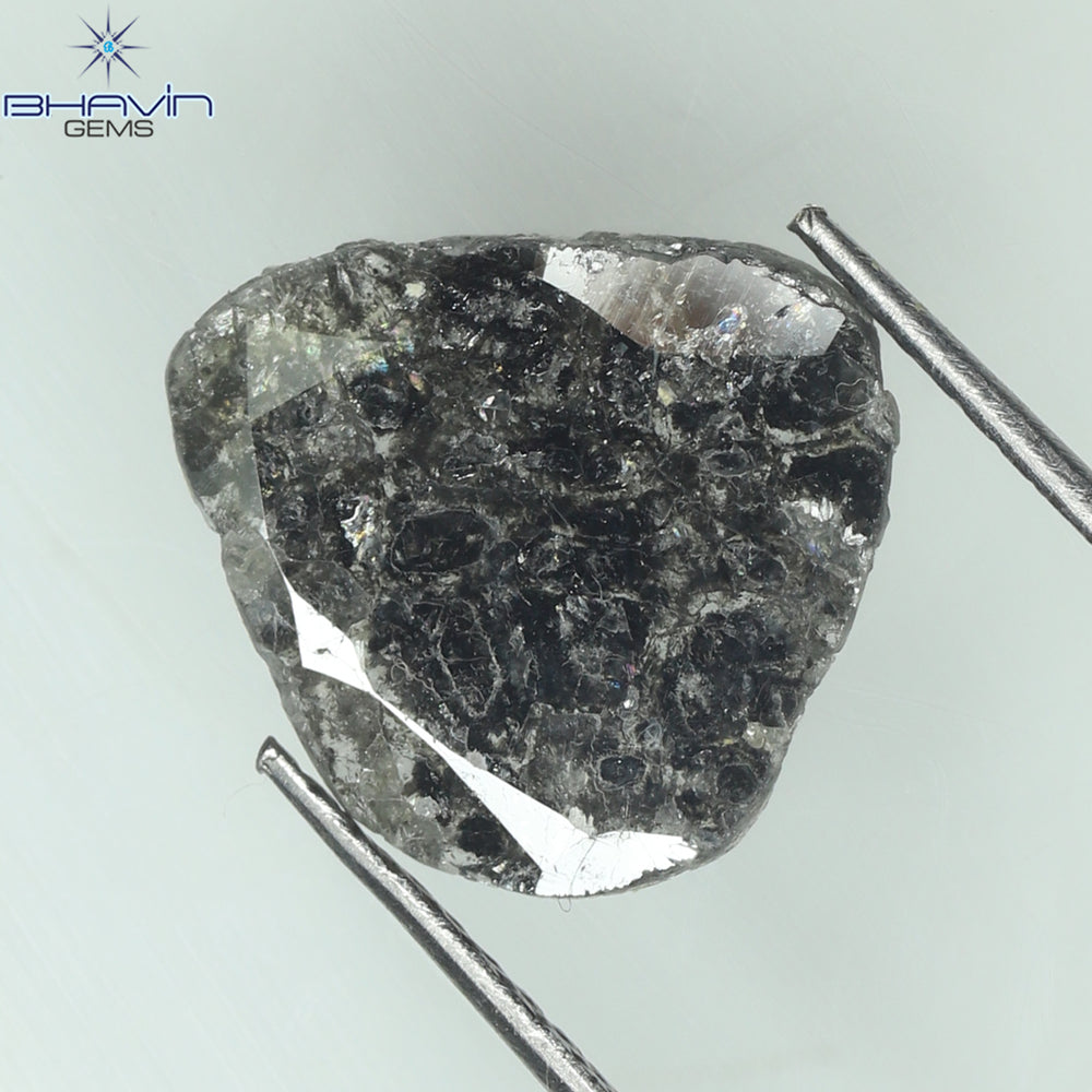 1.91 CT Slice Shape Natural Diamond Salt And Pepper Color I3 Clarity (12.20 MM)