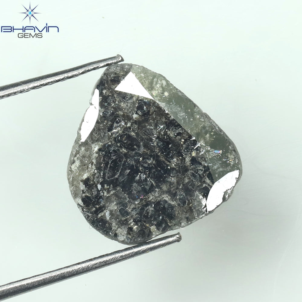 1.91 CT Slice Shape Natural Diamond Salt And Pepper Color I3 Clarity (12.20 MM)