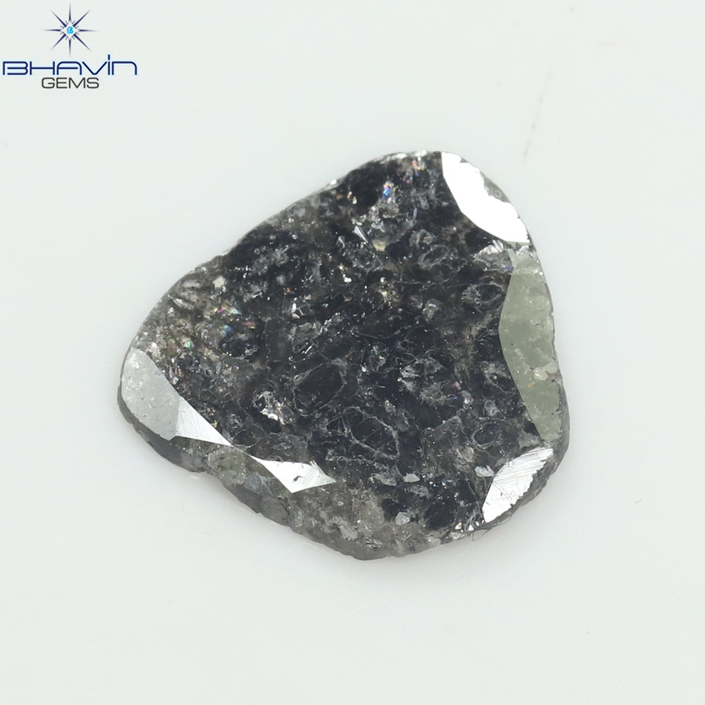 1.91 CT Slice Shape Natural Diamond Salt And Pepper Color I3 Clarity (12.20 MM)