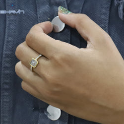 エメラルド ダイヤモンド ソルト アンド ペッパー ダイヤモンド 天然ダイヤモンド ゴールド リング 婚約指輪