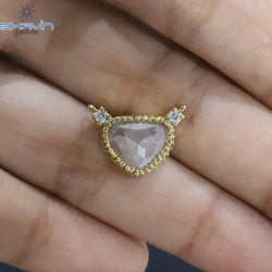Diamond Pendant, Heart Diamond, White Diamond, Yellow Gold Pendant, Bridal Necklace, Pendant