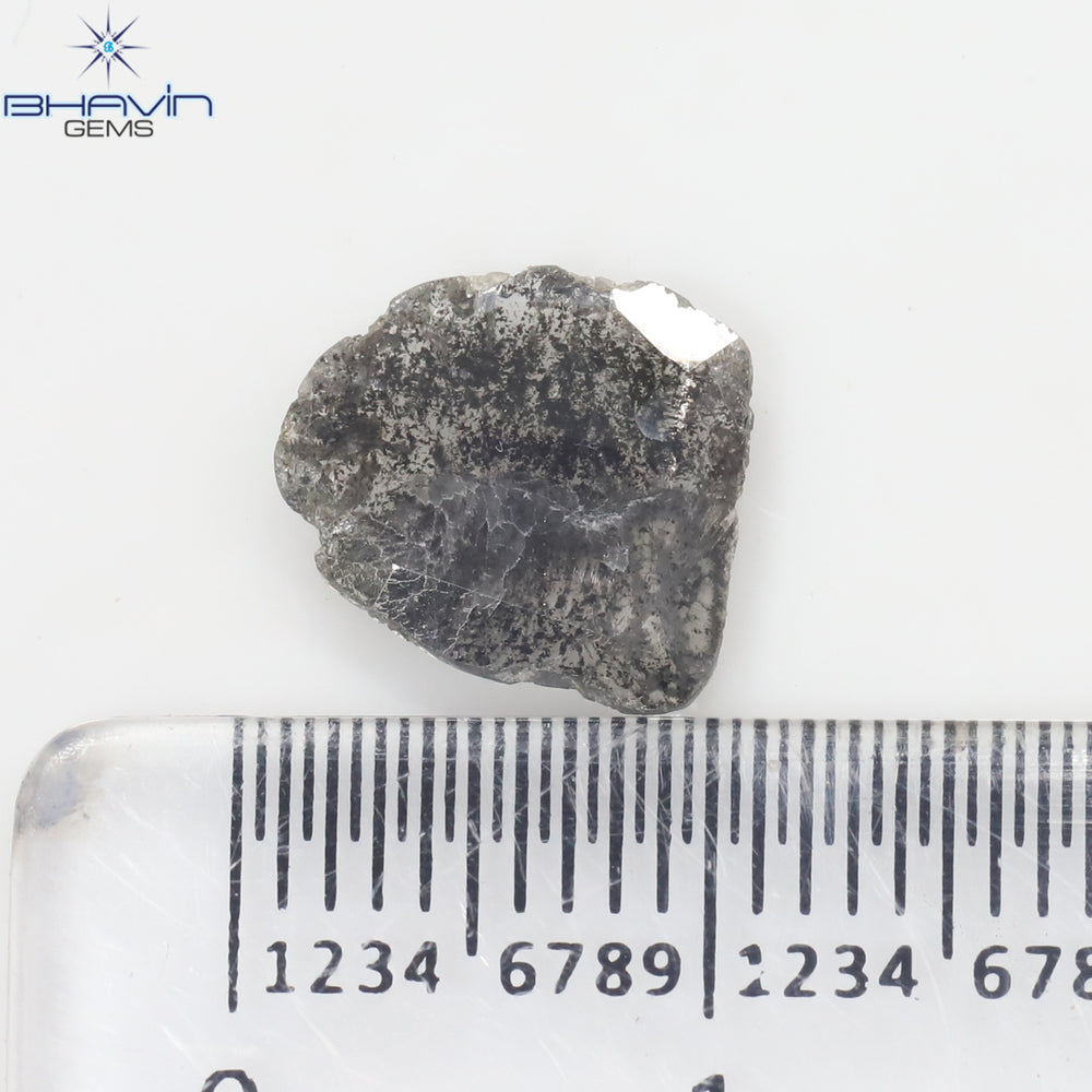 1.08 CT Slice Shape Natural Diamond Salt And Pepper Color I3 Clarity (10.00 MM)