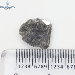 1.08 CT Slice Shape Natural Diamond Salt And Pepper Color I3 Clarity (10.00 MM)