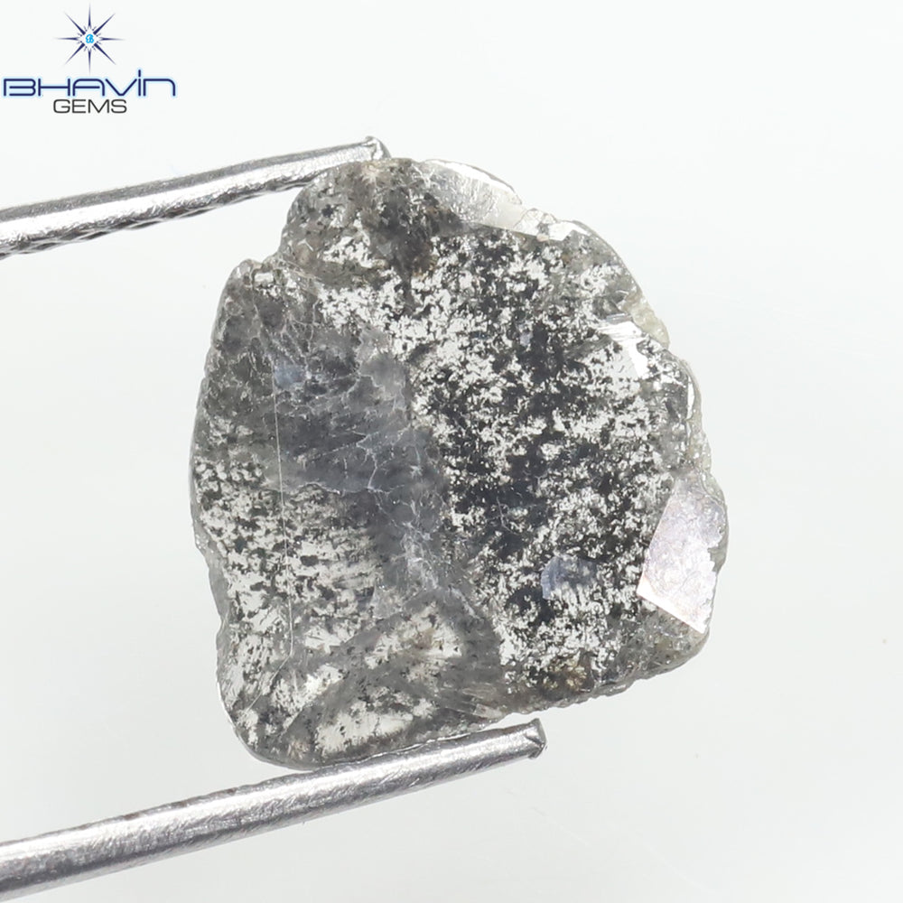 1.08 CT Slice Shape Natural Diamond Salt And Pepper Color I3 Clarity (10.00 MM)