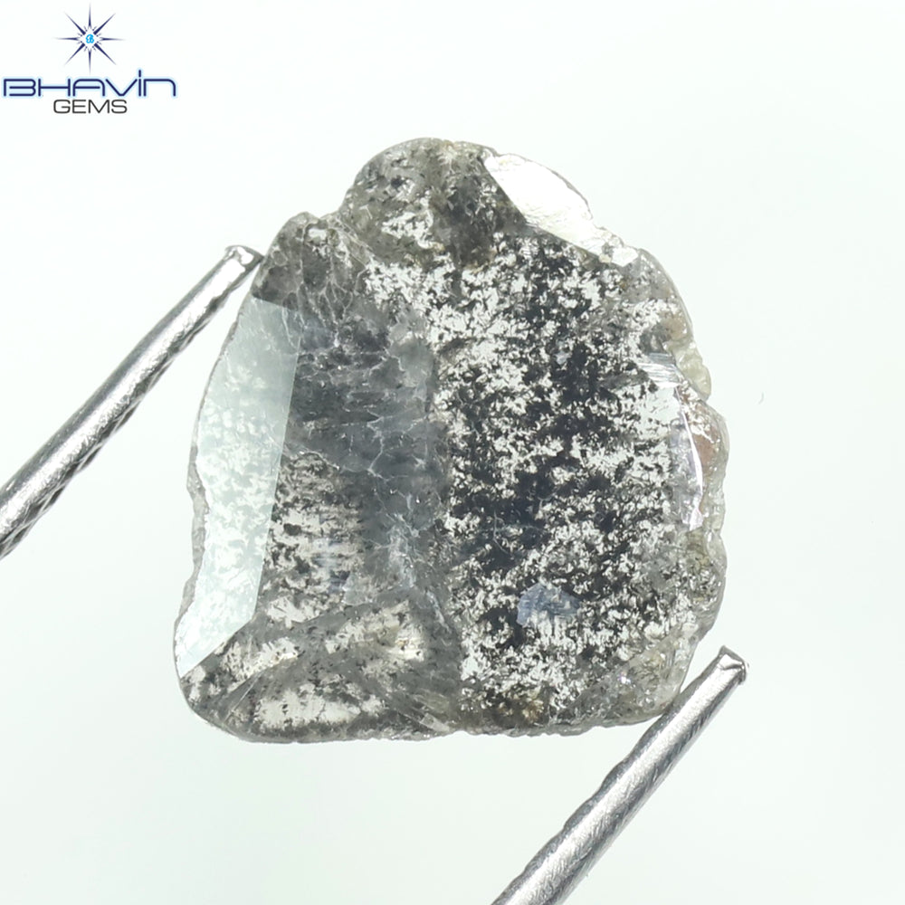 1.08 CT Slice Shape Natural Diamond Salt And Pepper Color I3 Clarity (10.00 MM)