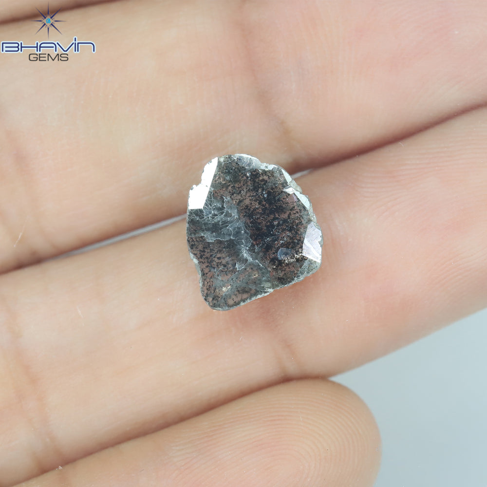 1.08 CT Slice Shape Natural Diamond Salt And Pepper Color I3 Clarity (10.00 MM)